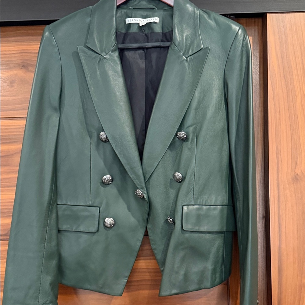 Veronica Beard Emerald Leather Blazer